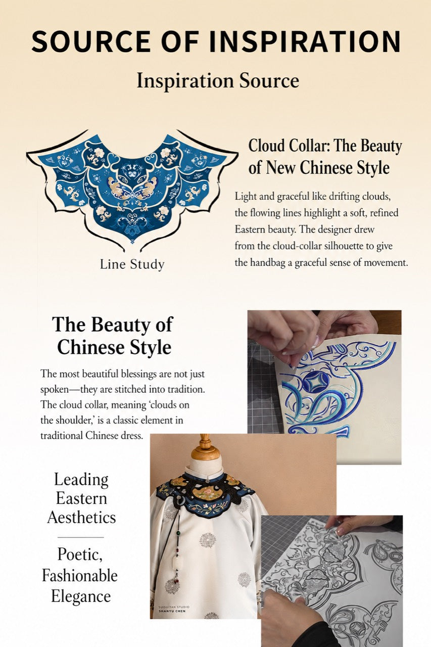 Azure Reverie - B01 fully hand-embroidered cloud-collar source of inspiration