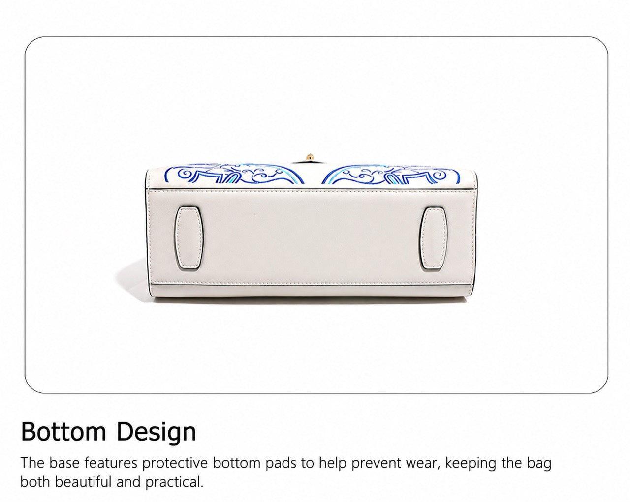 Azure Reverie - B01 fully hand-embroidered handbag bottom design with protective pads