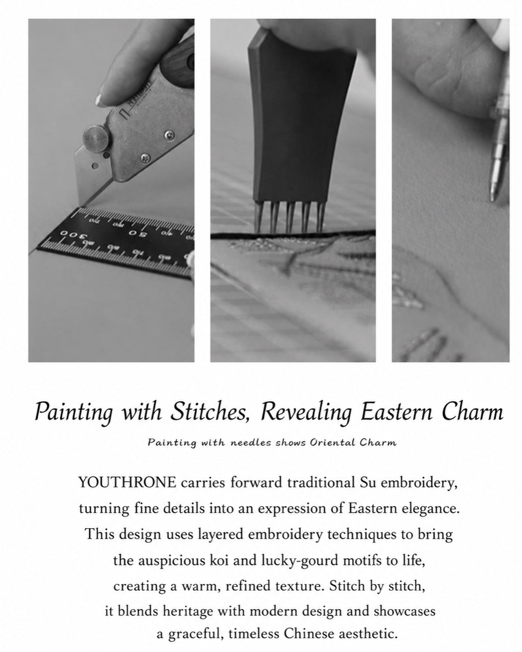 Shared fully hand-embroidered Chinese-inspired Su embroidery craft process for the Celestial handbag design