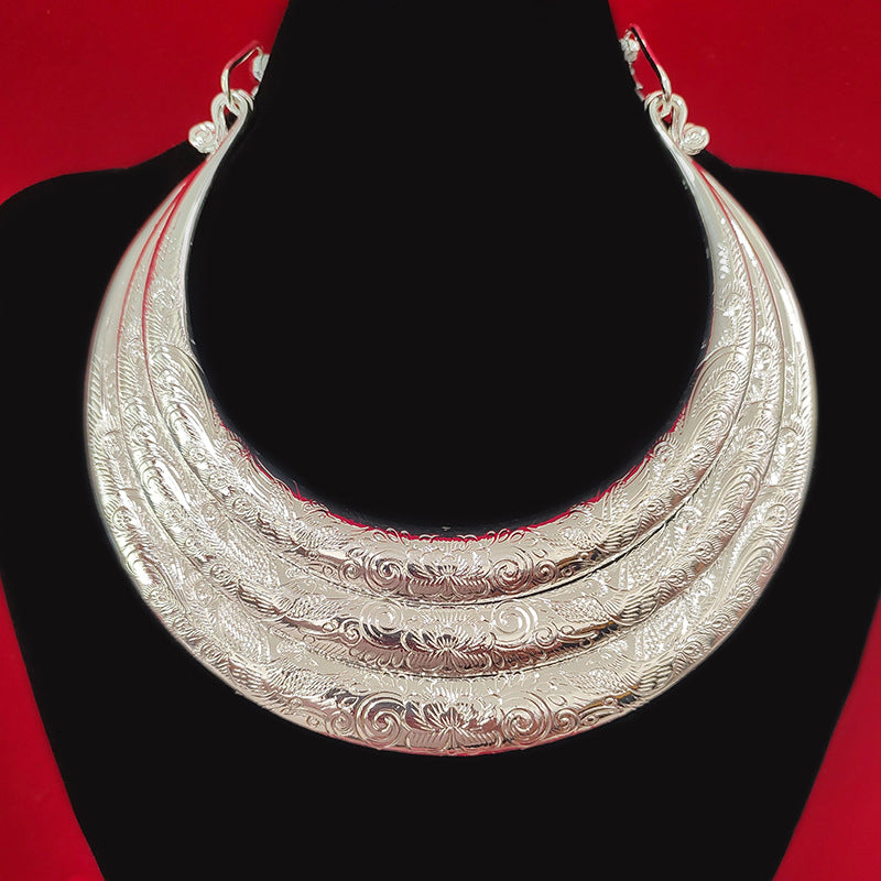 Phoenix Grace Miao Collar 005 Miao-inspired electroplated silver collar necklace main photo without measurement lines