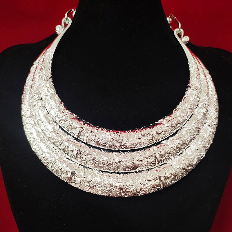 Elephant Blessing Miao Collar 007 Miao-inspired electroplated silver collar necklace main photo without measurement lines