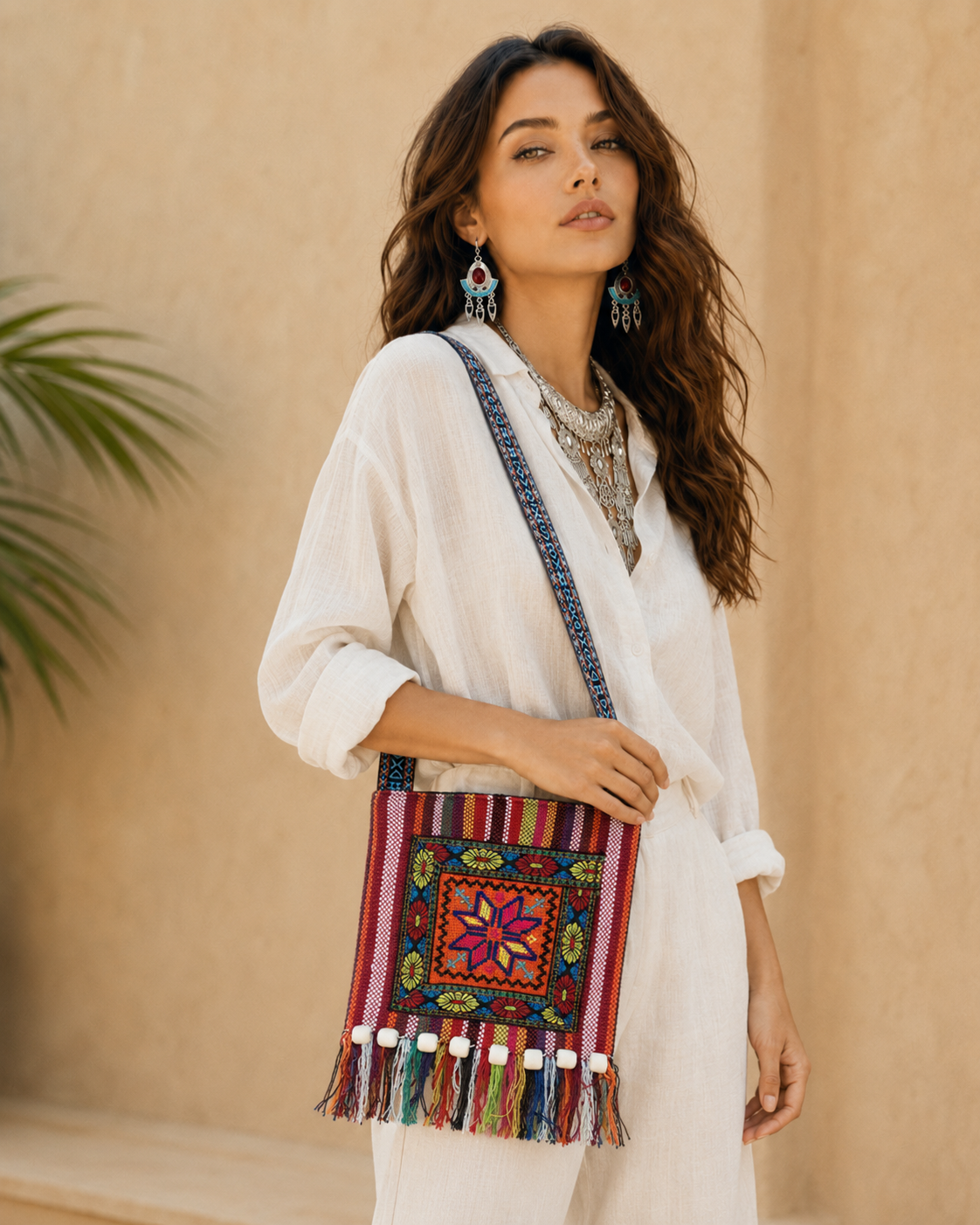 B06 Colorful Totem Miao Crossbody Bag with traditional Miao-inspired embroidery