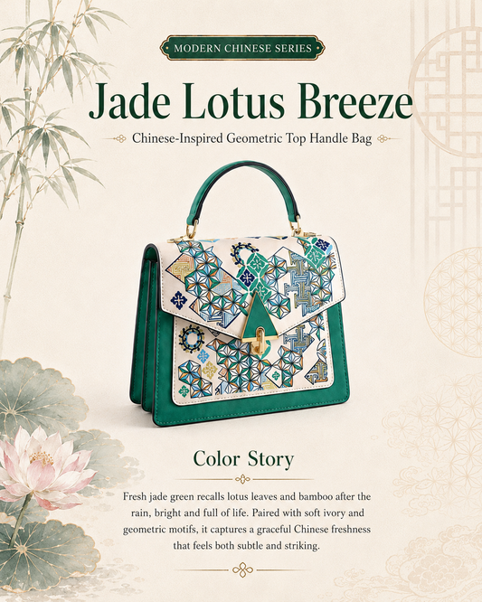Jade Lotus Breeze Chinese-inspired geometric top handle bag cover - D03