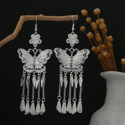 Cloud Blessing Loop-E7957 Miao-inspired earrings with Chinese-inspired cultural detail