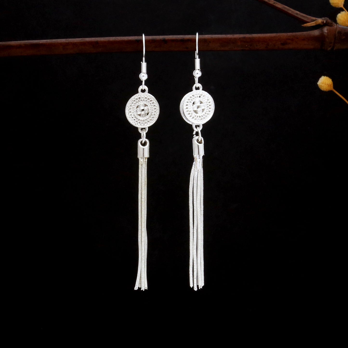 Mist Cloud Chime-E2128-2 Miao-inspired earrings with Chinese-inspired cultural detail