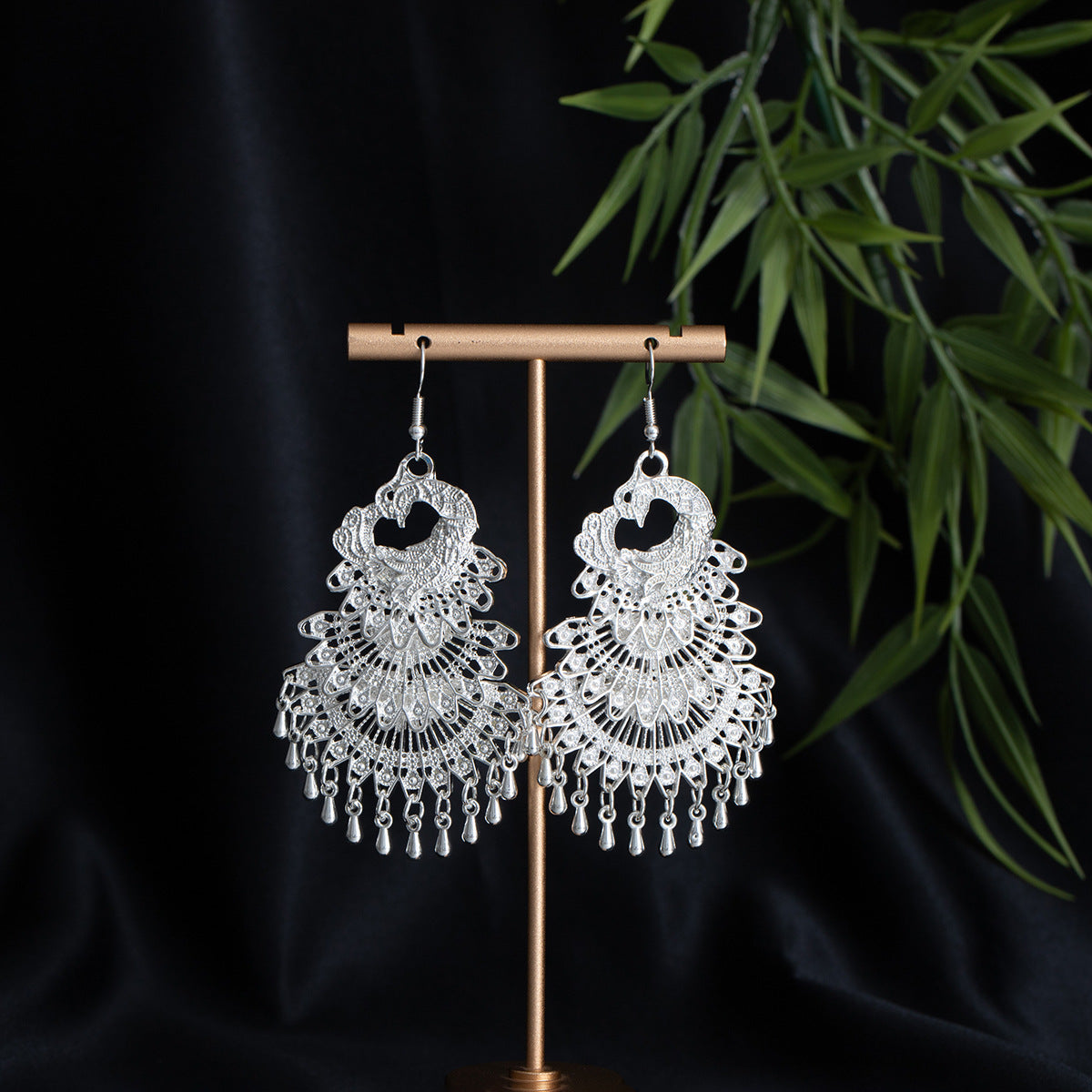 Cloud Courtyard Bloom-E6085-1 Miao-inspired earrings with Chinese-inspired cultural detail