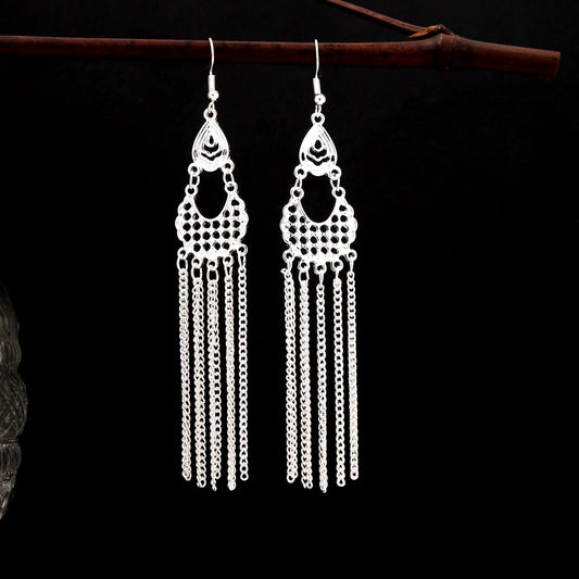 Cloud Lotus Drop-E5362 Miao-inspired earrings with Chinese-inspired cultural detail
