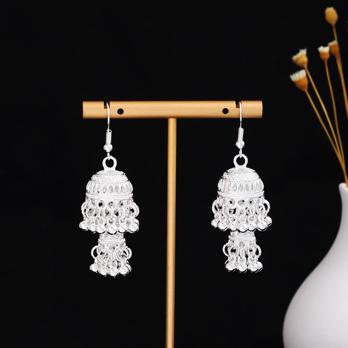 Cloud Mountain Echo-E1072-17 Miao-inspired earrings with Chinese-inspired cultural detail