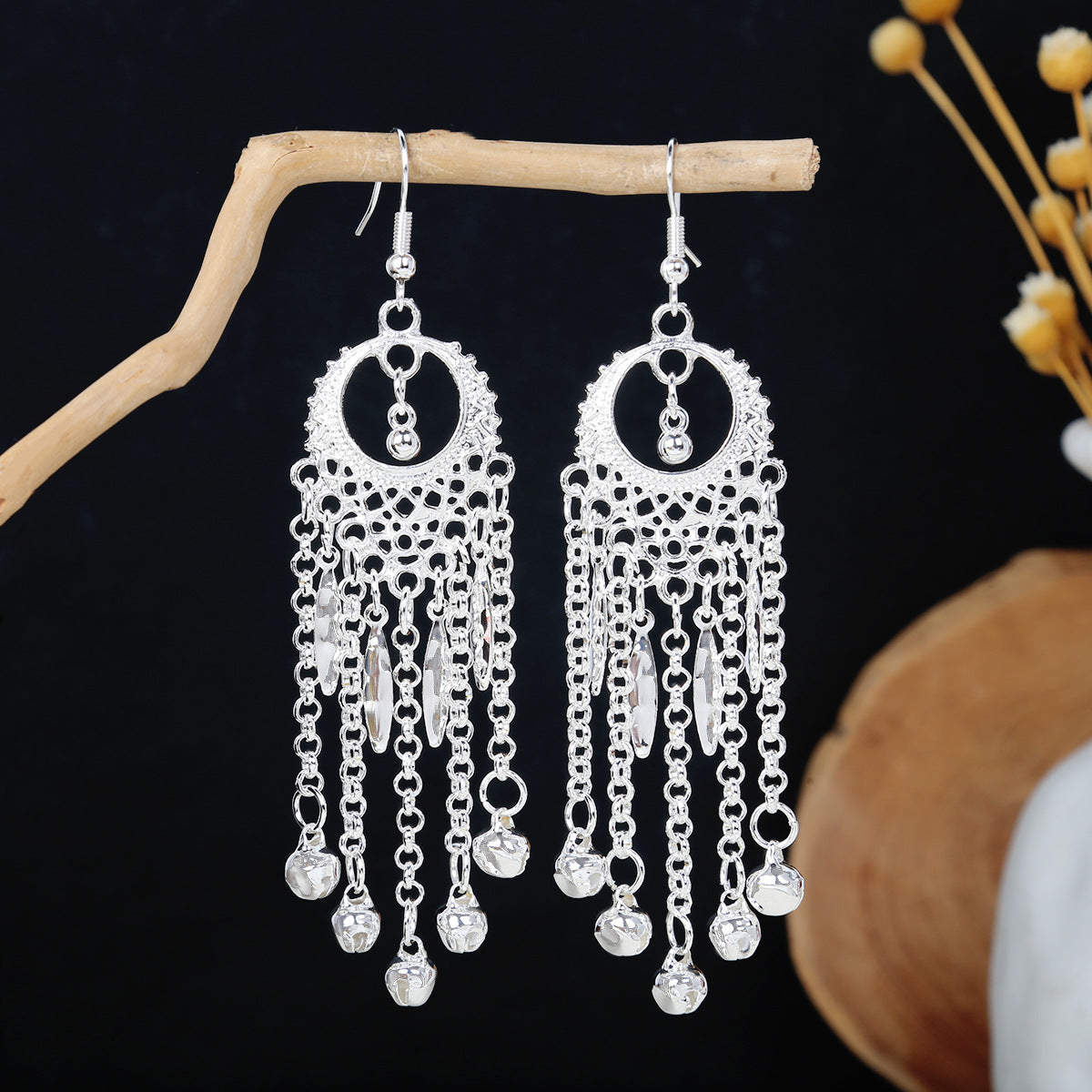 Cloud Phoenix Whisper-E4374-1 Miao-inspired earrings with Chinese-inspired cultural detail