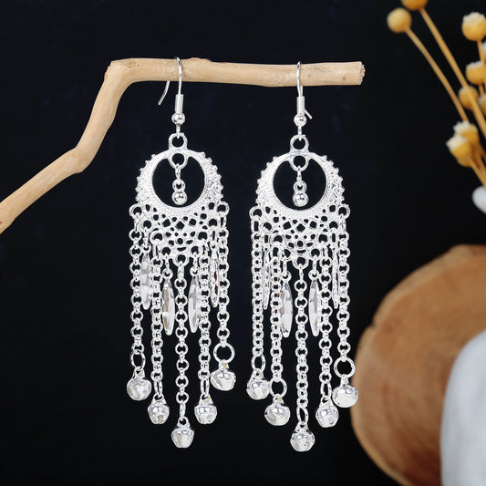 Cloud Phoenix Whisper-E4374-1 Miao-inspired earrings with Chinese-inspired cultural detail