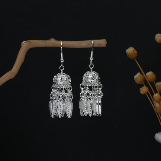 Dawn Blessing Loop-E3780 Miao-inspired earrings with Chinese-inspired cultural detail