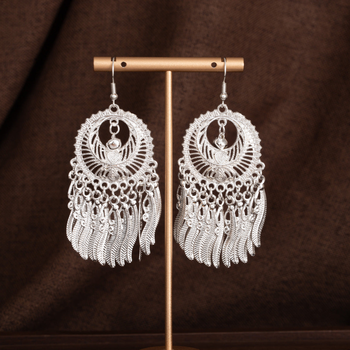 Dawn Courtyard Bloom-E4711-2 Miao-inspired earrings with Chinese-inspired cultural detail