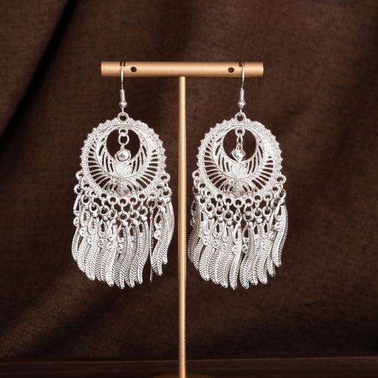 Dawn Courtyard Bloom-E4711-2 Miao-inspired earrings with Chinese-inspired cultural detail