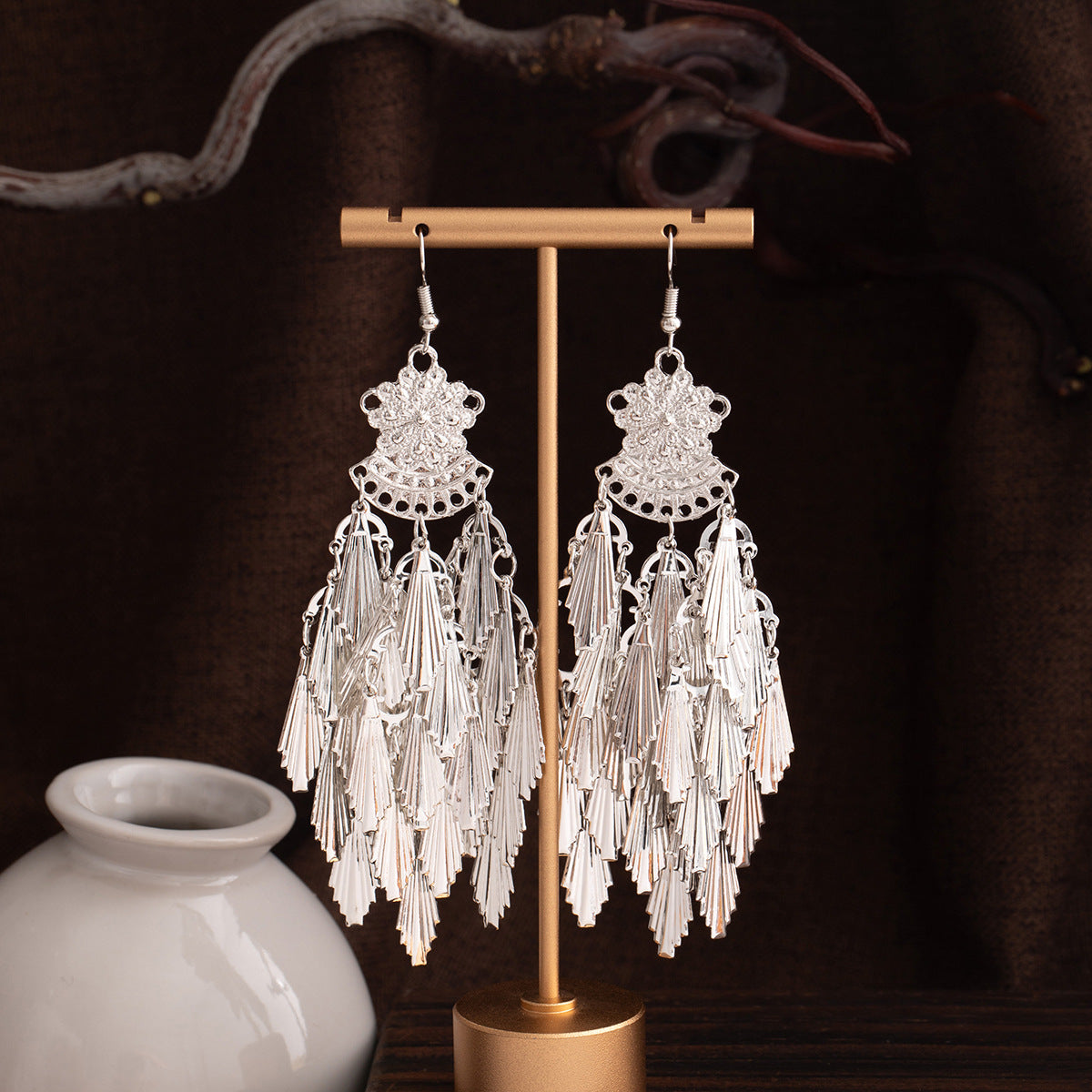 Dawn Heritage Knot-E6100-8 Miao-inspired earrings with Chinese-inspired cultural detail