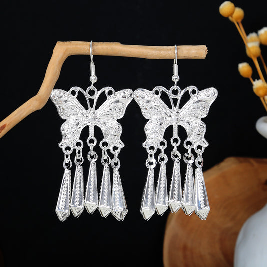 Dawn Mountain Echo-E2187-1 Miao-inspired earrings with Chinese-inspired cultural detail