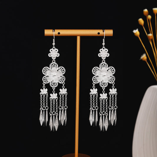 Dawn Phoenix Whisper-E3745-2 Miao-inspired earrings with Chinese-inspired cultural detail