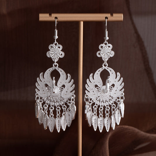Dawn Rain Pearl-E5263-1 Miao-inspired earrings with Chinese-inspired cultural detail