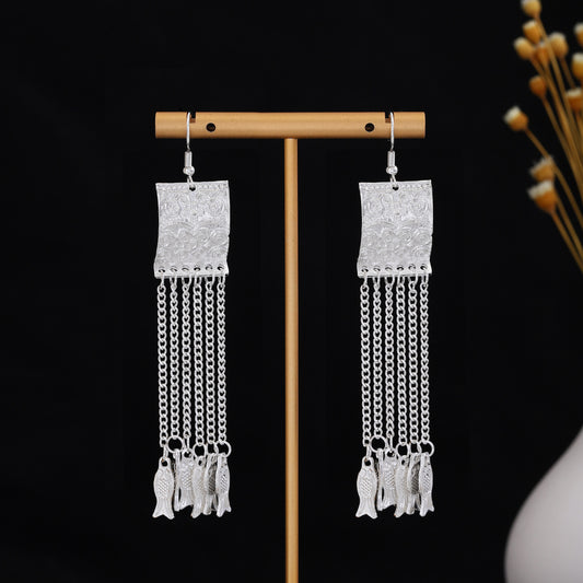 Dawn Willow Charm-E7265 Miao-inspired earrings with Chinese-inspired cultural detail