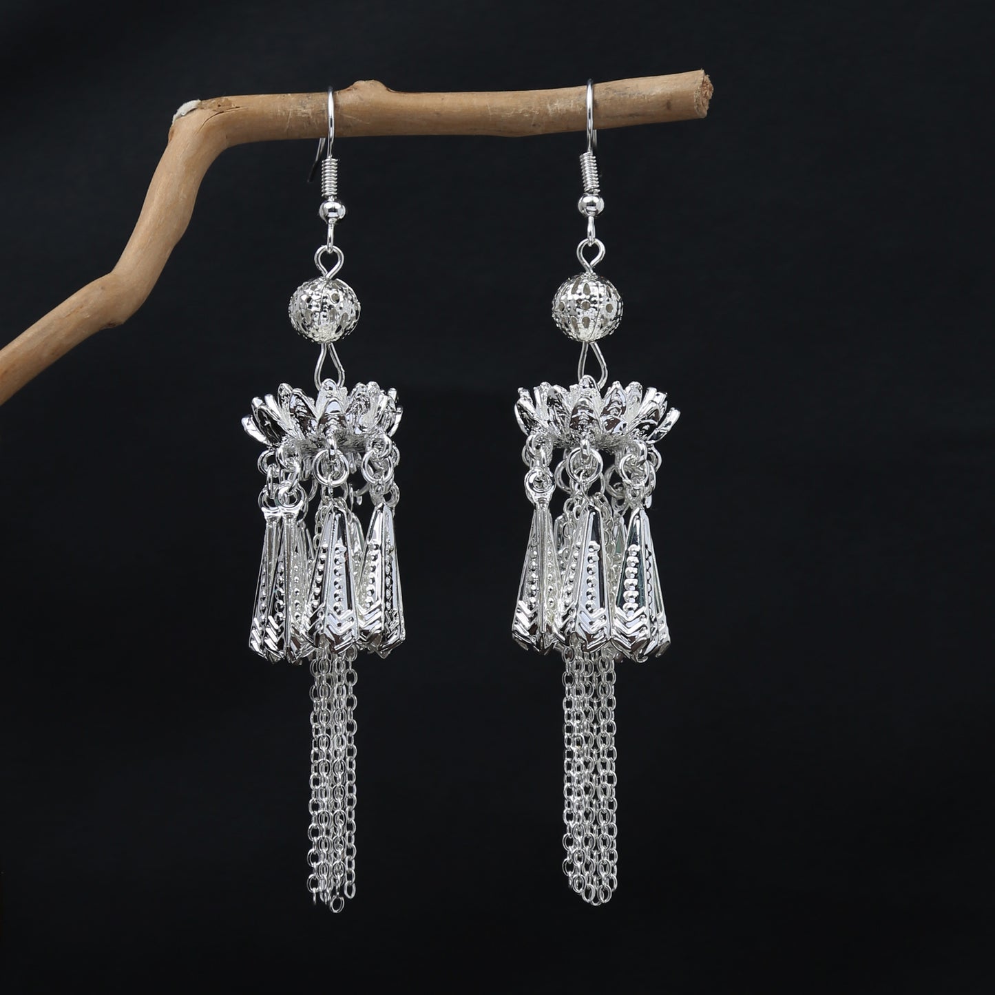 Garden Family Lantern-E1807 Miao-inspired earrings with Chinese-inspired cultural detail