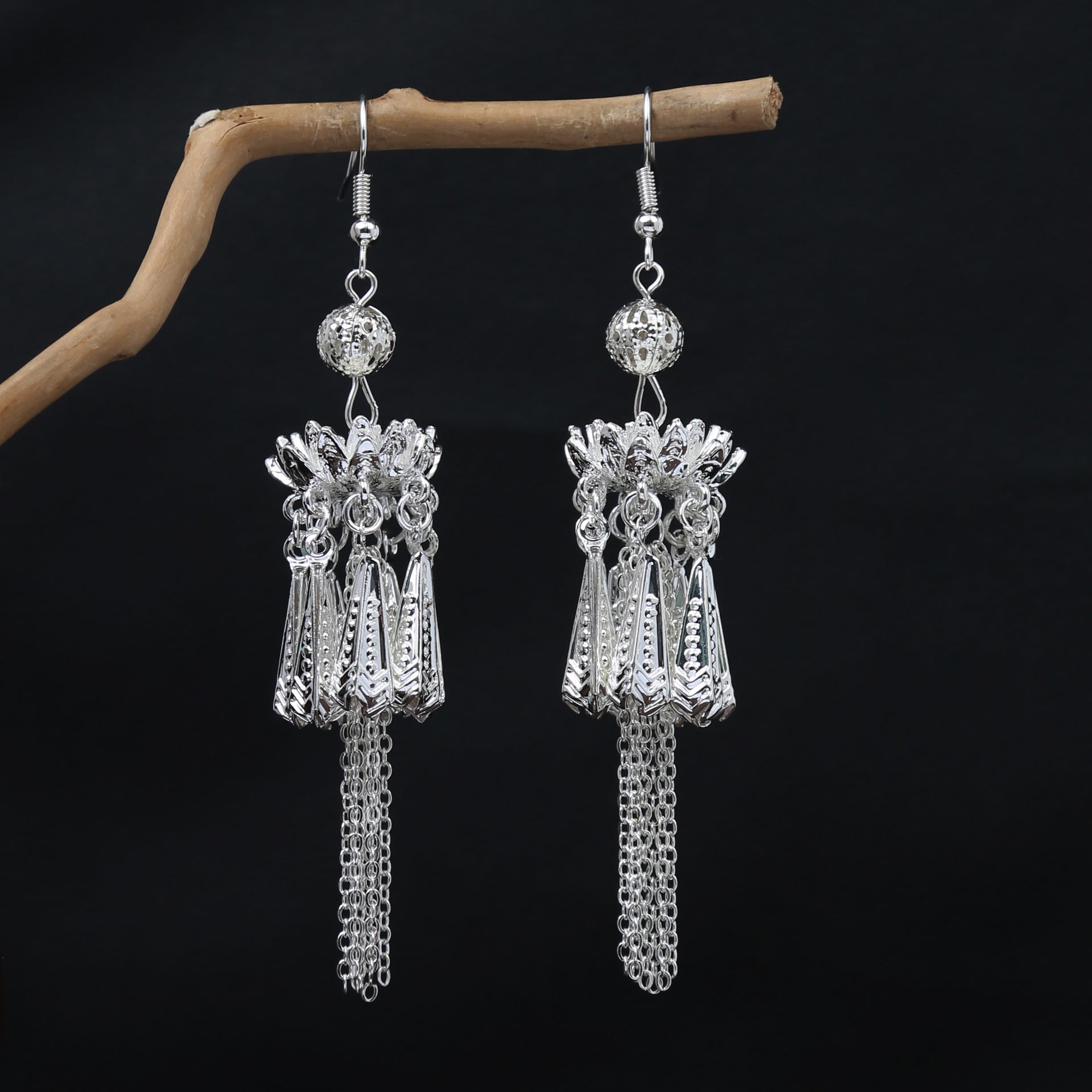 Garden Family Lantern-E1807 Miao-inspired earrings with Chinese-inspired cultural detail