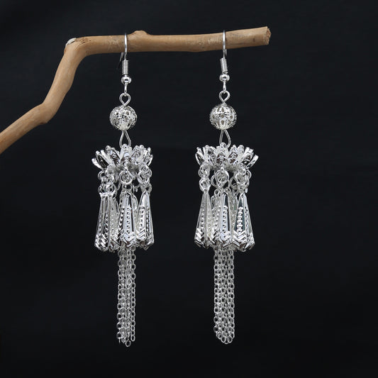 Garden Family Lantern-E1807 Miao-inspired earrings with Chinese-inspired cultural detail
