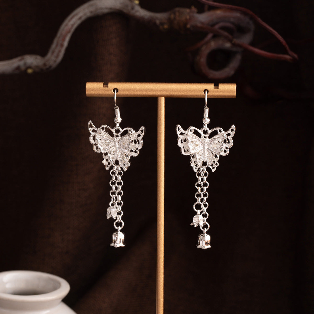Garden Heritage Knot-E2874-27 Miao-inspired earrings with Chinese-inspired cultural detail