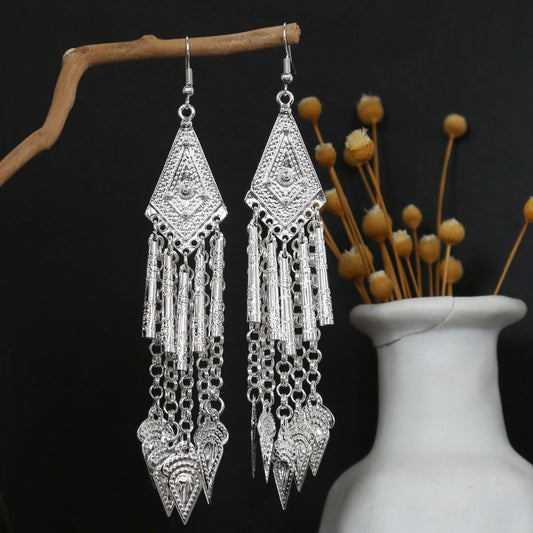 Garden Lotus Drop-E6806 Miao-inspired earrings with Chinese-inspired cultural detail