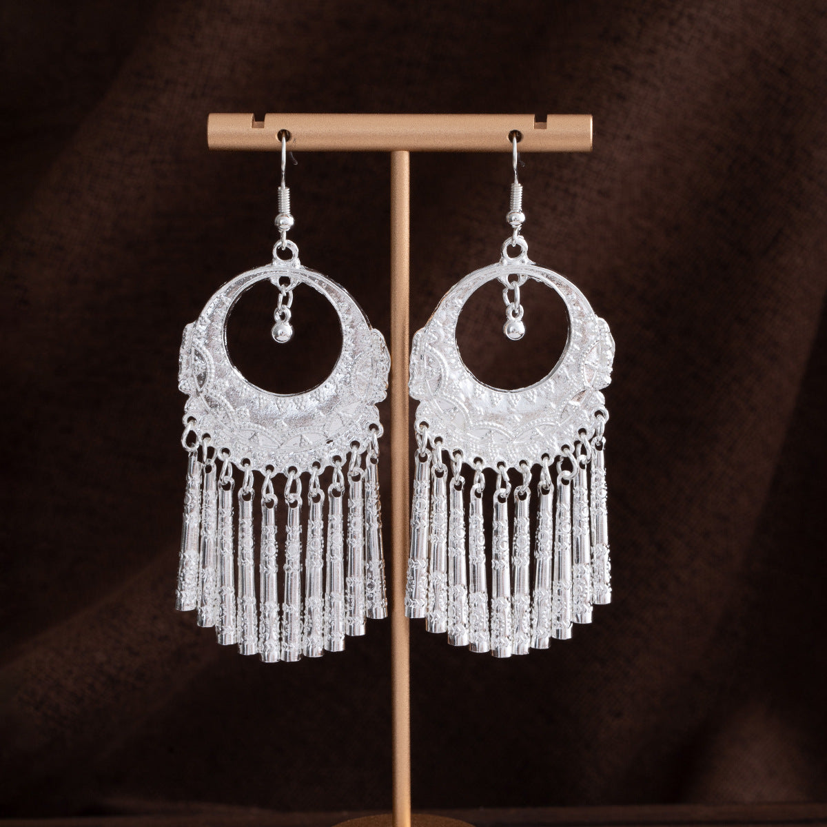 Garden Mountain Echo-E1624-2 Miao-inspired earrings with Chinese-inspired cultural detail