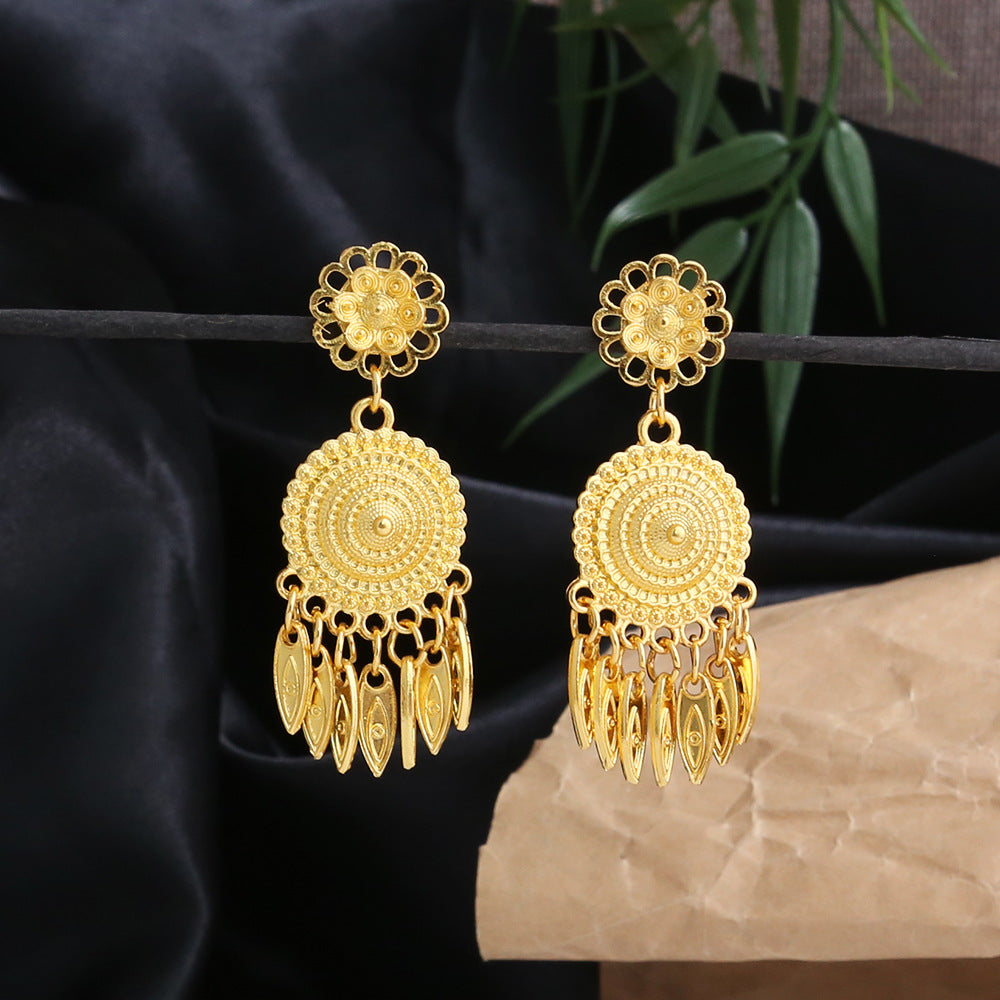 Golden Tassel Bloom-E8506 Miao-inspired earrings with Chinese-inspired cultural detail