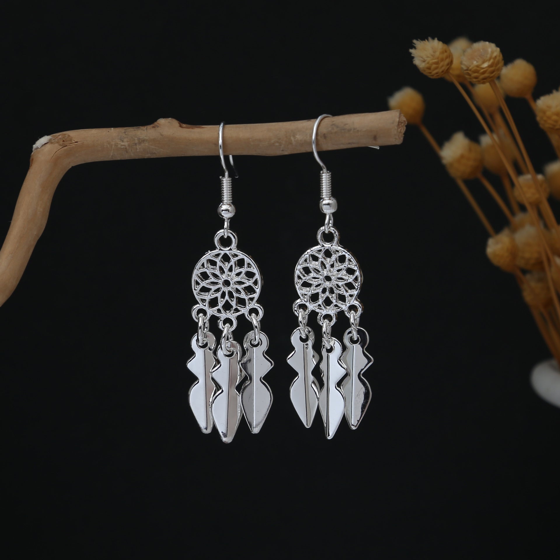 Hearth Blessing Loop-E7959 Miao-inspired earrings with Chinese-inspired cultural detail