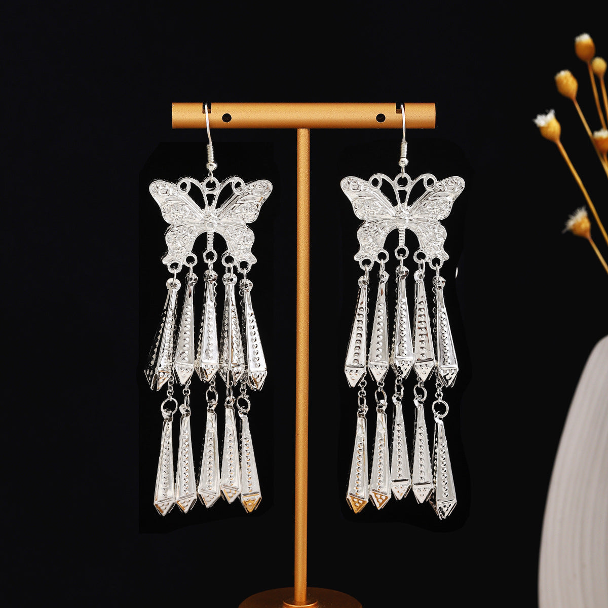 Hearth Courtyard Bloom-E6100-15 Miao-inspired earrings with Chinese-inspired cultural detail