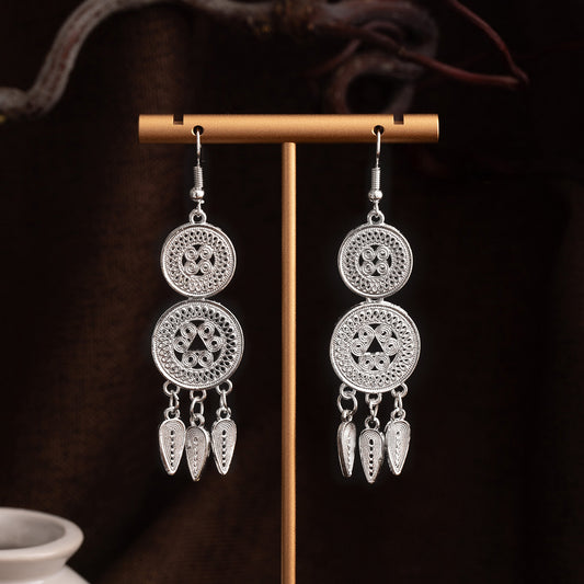 Hearth Heritage Knot-E6081-1 Miao-inspired earrings with Chinese-inspired cultural detail
