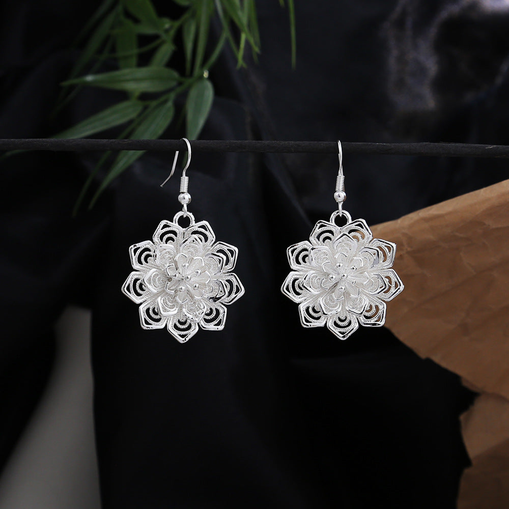Hearth Tassel Bloom-E4128 Miao-inspired earrings with Chinese-inspired cultural detail