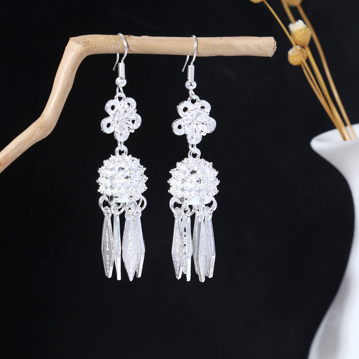 Jade Family Lantern-E4181-2 Miao-inspired earrings with Chinese-inspired cultural detail
