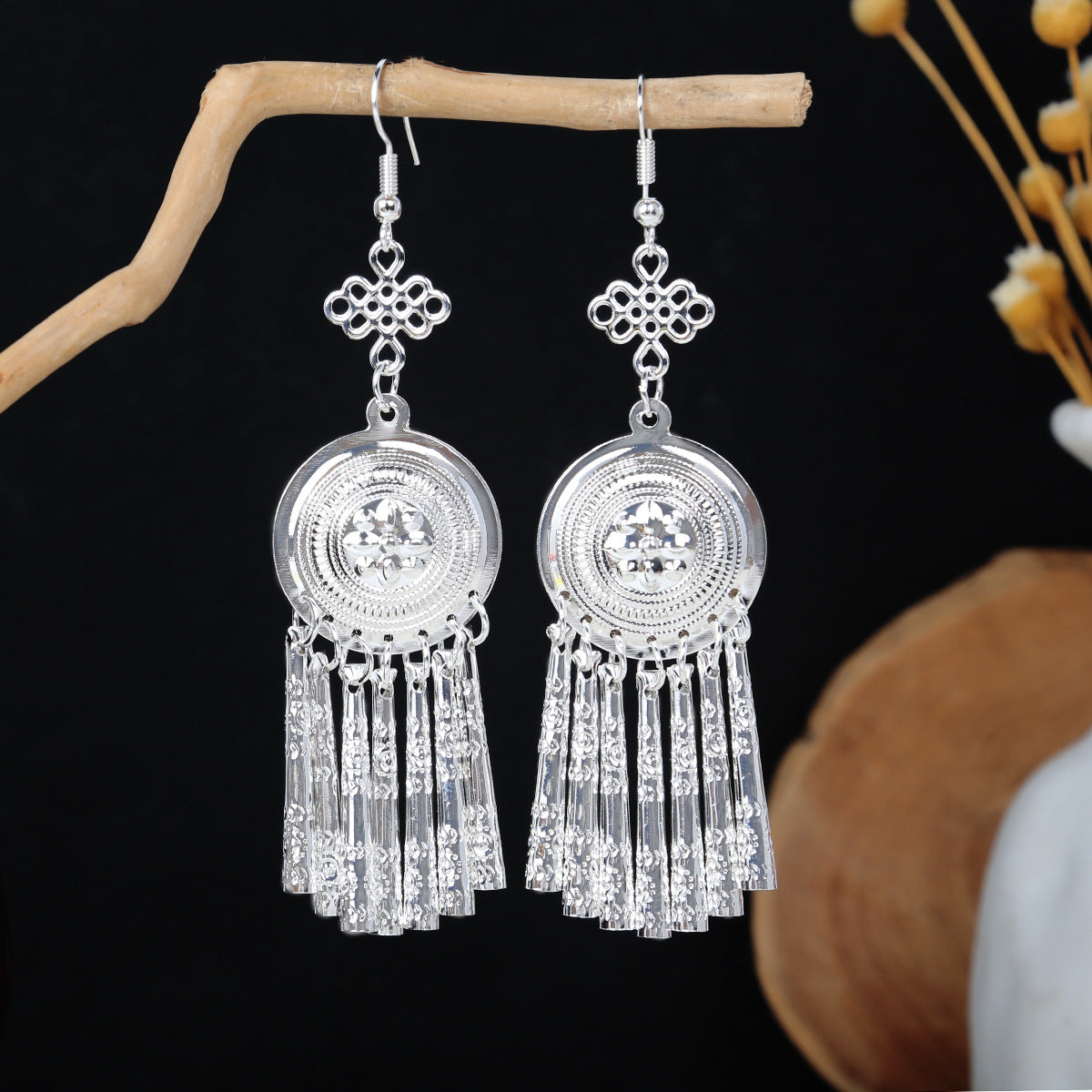 Jade Phoenix Whisper-E6200-1 Miao-inspired earrings with Chinese-inspired cultural detail