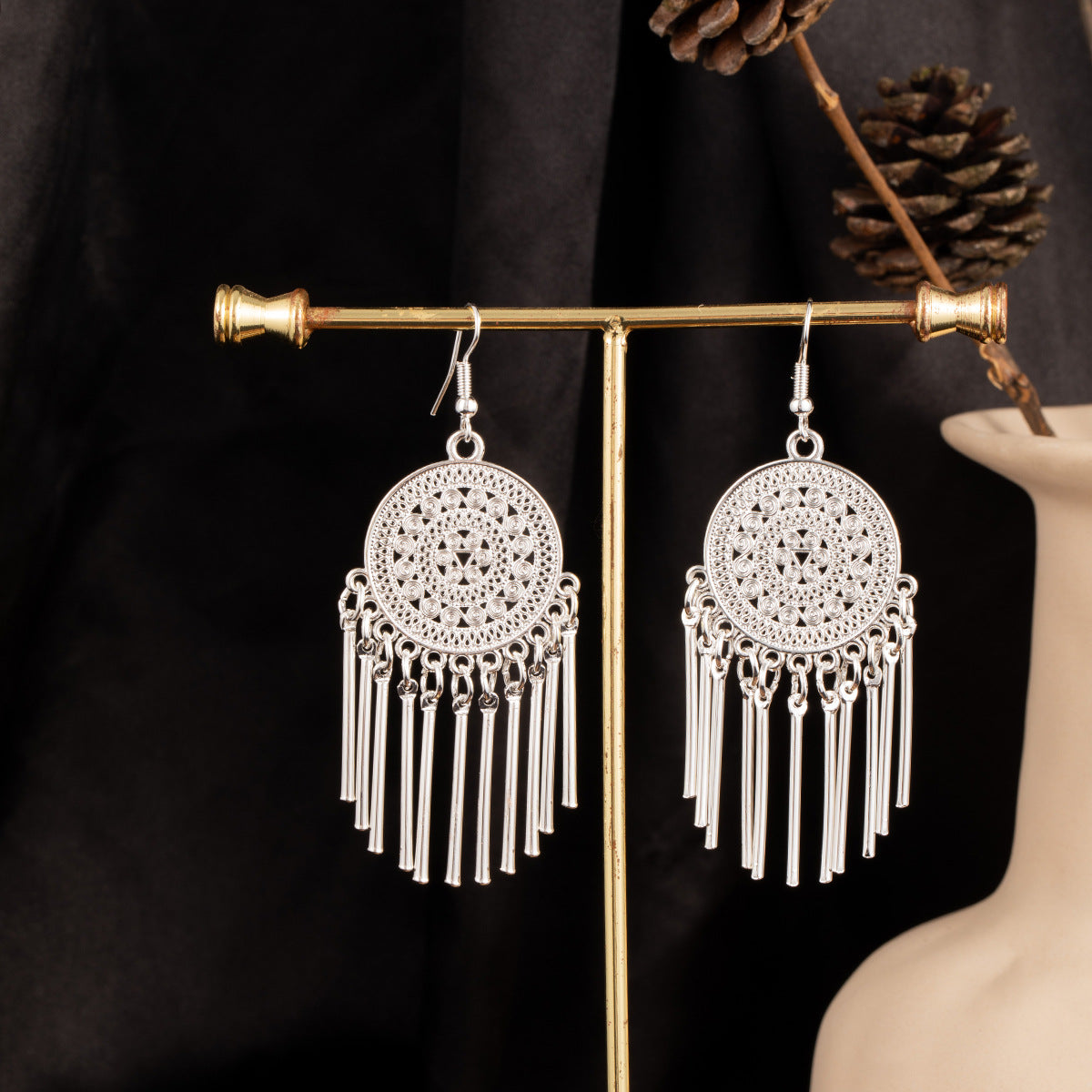 Jade Rain Pearl-E4100-2 Miao-inspired earrings with Chinese-inspired cultural detail