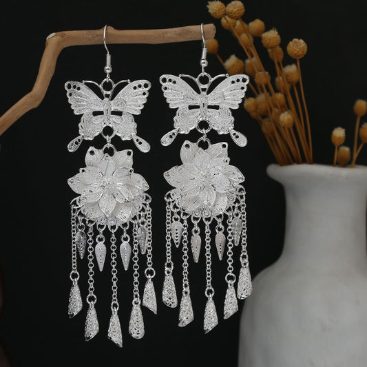 Lantern Blessing Loop-E7955 Miao-inspired earrings with Chinese-inspired cultural detail