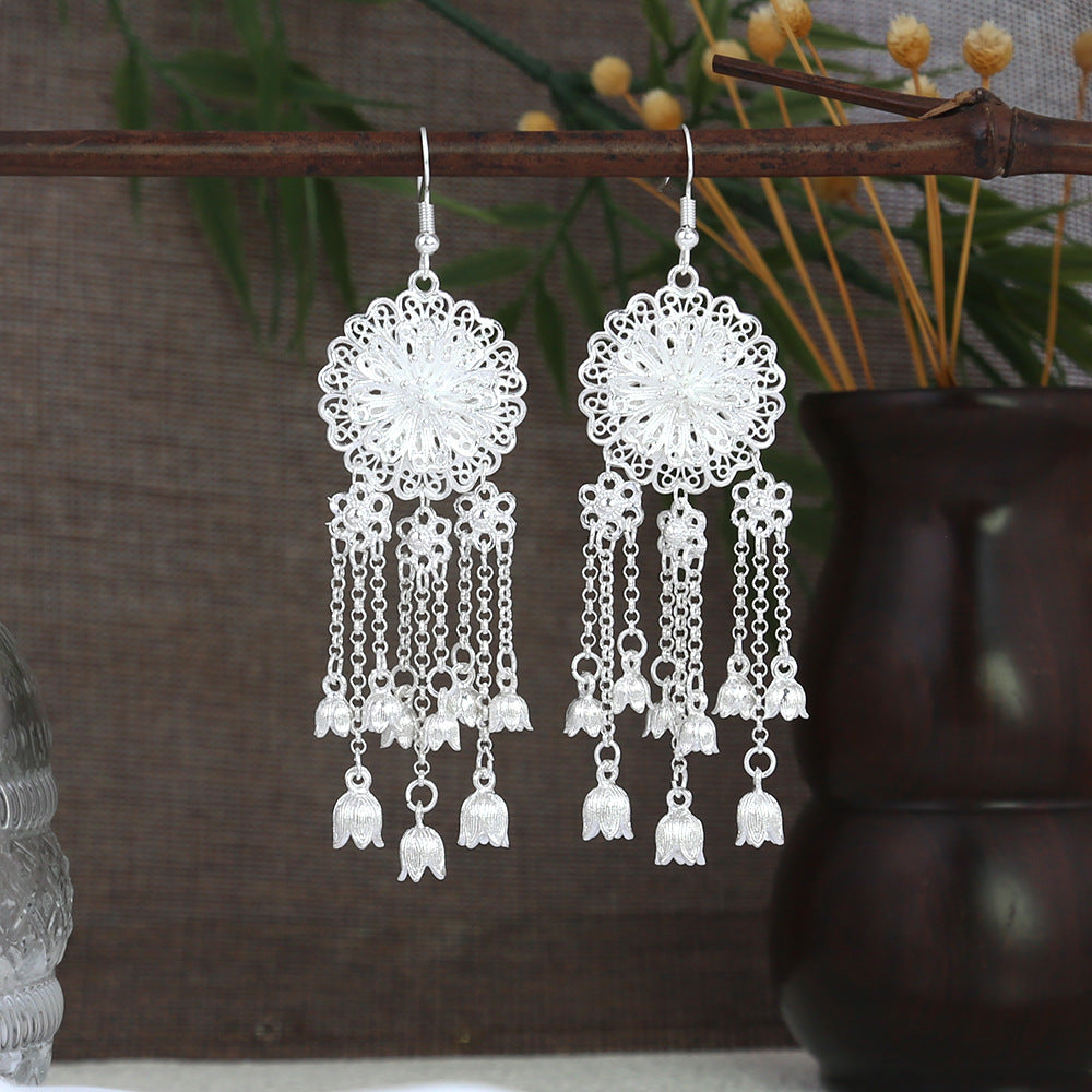 Lantern Cloud Chime-E8269 Miao-inspired earrings with Chinese-inspired cultural detail
