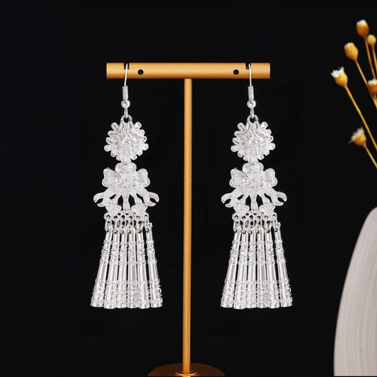 Lantern Courtyard Bloom-E2758-1 Miao-inspired earrings with Chinese-inspired cultural detail