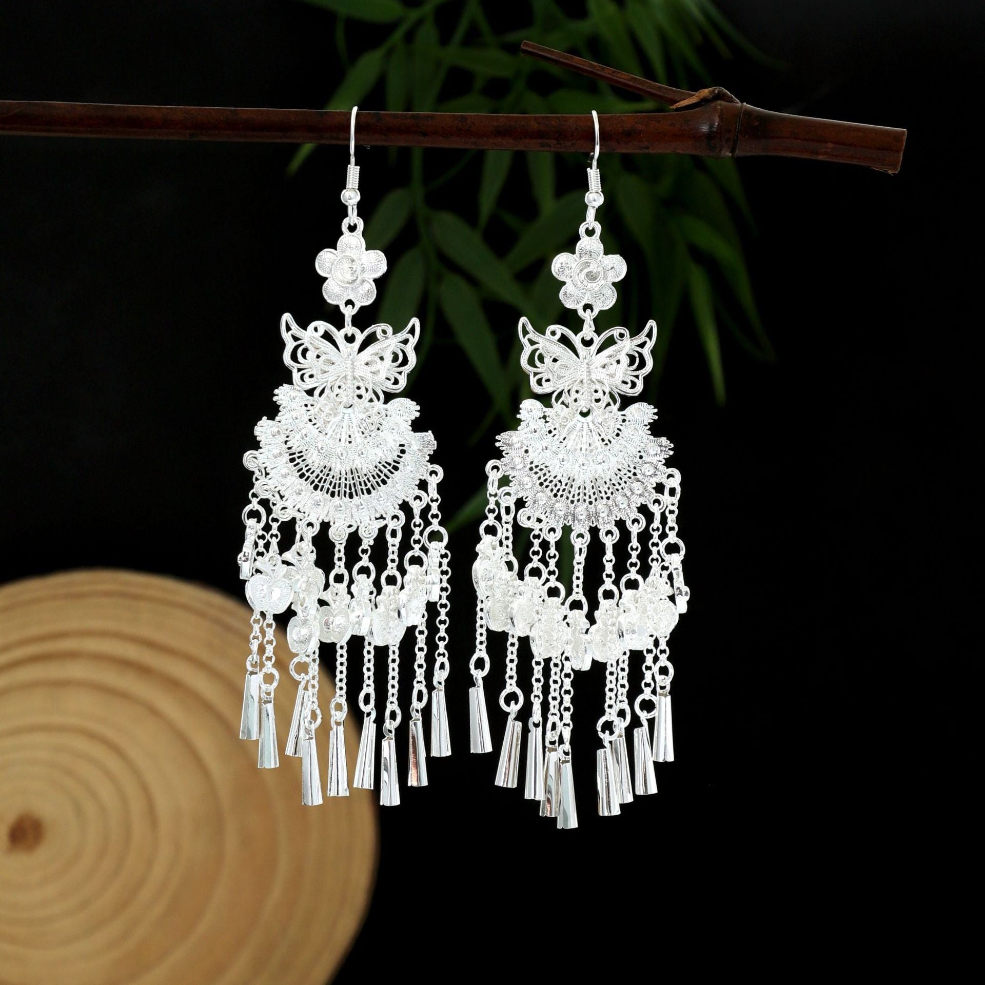 Lantern Memory Bloom-E2437-3 Miao-inspired earrings with Chinese-inspired cultural detail