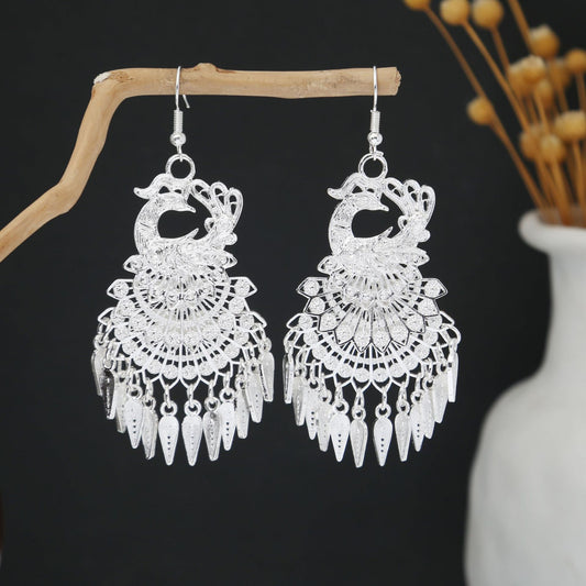 Lantern Silk Road-E2374 Miao-inspired earrings with Chinese-inspired cultural detail