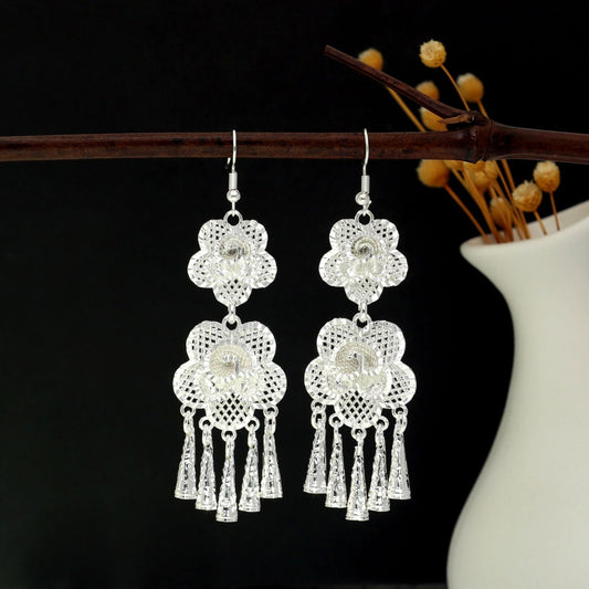 Moonlit Memory Bloom-E4662-2 Miao-inspired earrings with Chinese-inspired cultural detail