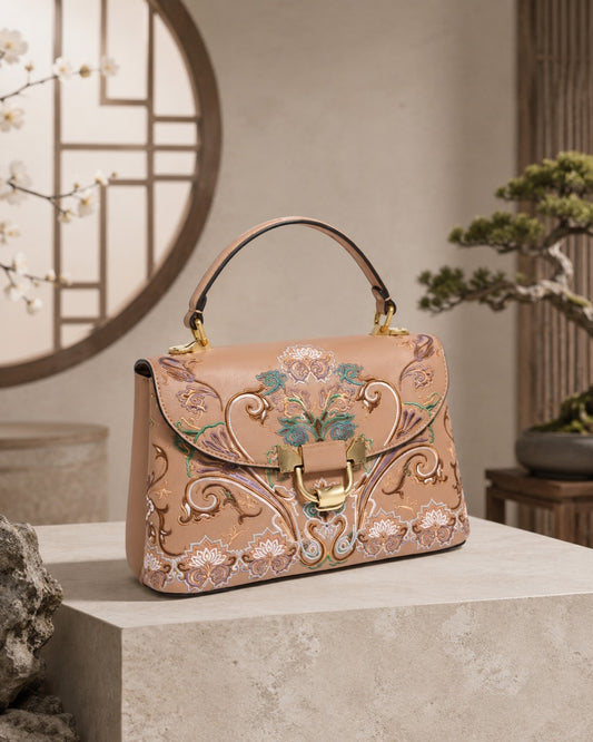 Amber Ruyi fully hand-embroidered Chinese-inspired handbag - C01