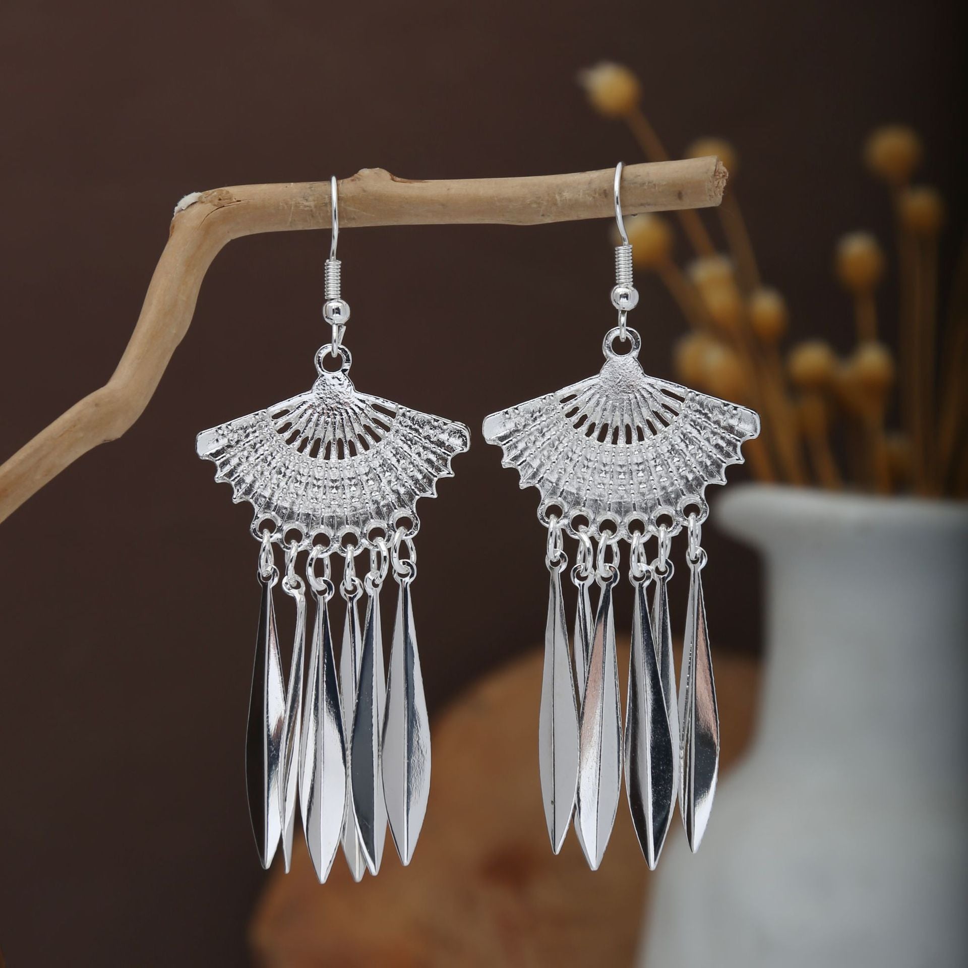River Blessing Loop-E5747-2 Miao-inspired earrings with Chinese-inspired cultural detail