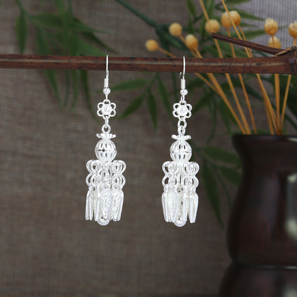 River Cloud Chime-E8268 Miao-inspired earrings with Chinese-inspired cultural detail