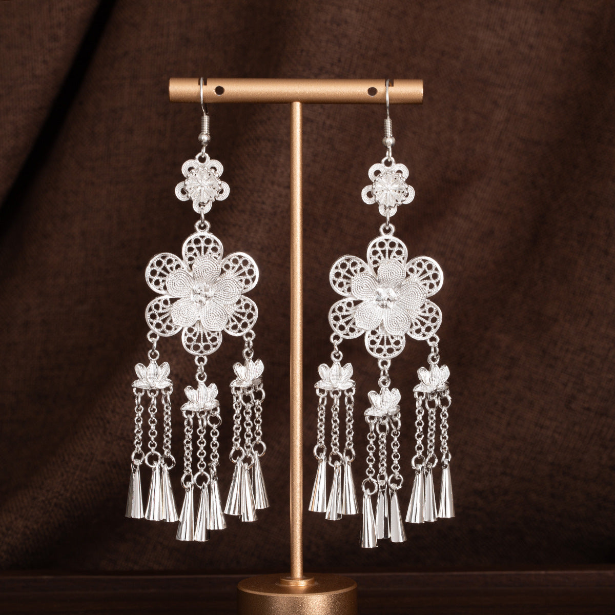 River Family Lantern-E4709 Miao-inspired earrings with Chinese-inspired cultural detail