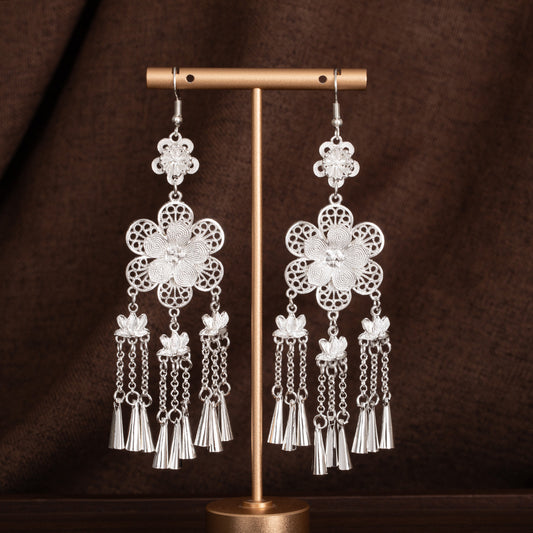 River Family Lantern-E4709 Miao-inspired earrings with Chinese-inspired cultural detail