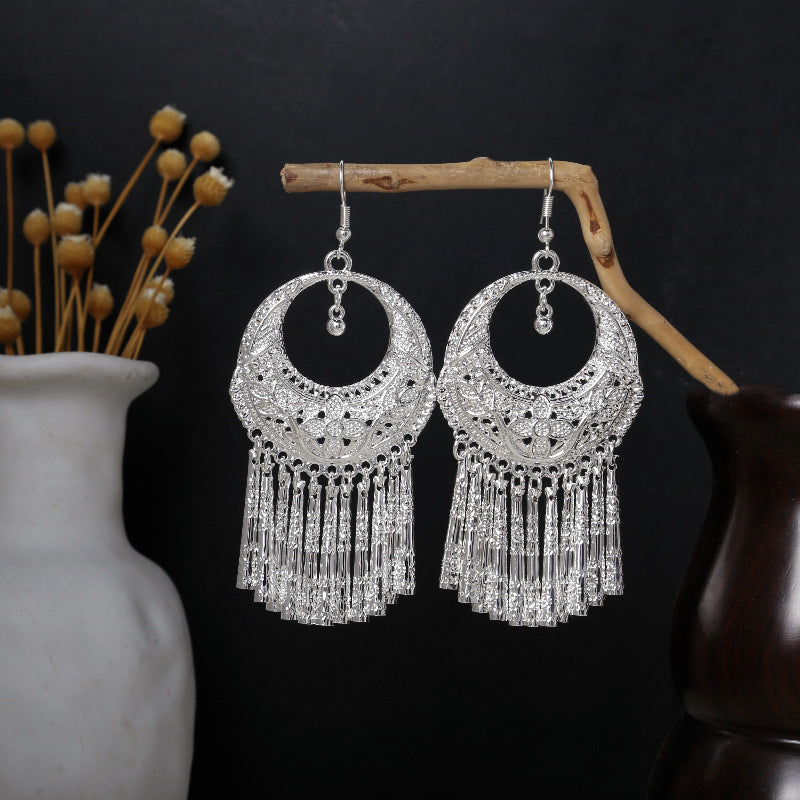 River Willow Charm-E2643-2 Miao-inspired earrings with Chinese-inspired cultural detail